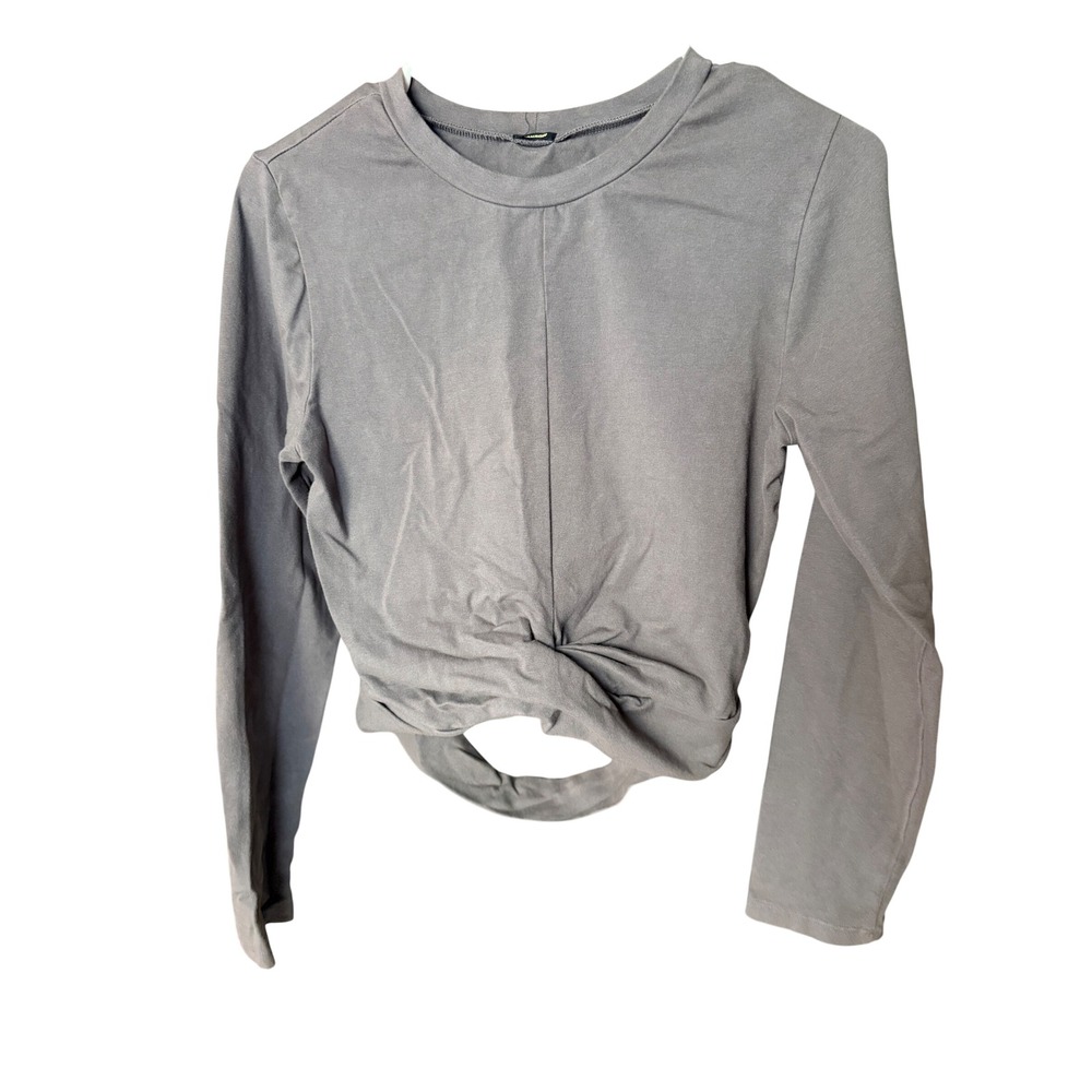 Monrow Twist Front Cutout Back Long Sleeve Crop Top Size L
